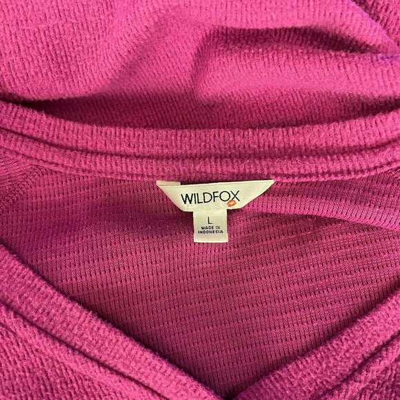 Wildfox Haley Brushed Top Elderberry V-Neck Long Sleeve Stretch Pullover Women L - Picture 8 of 10